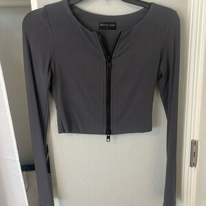 White fox grey zip up long sleeve